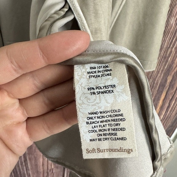 Soft Surroundings Velour Cardigan Blazer Longline Pockets Beige Stretch Sz Large - Picture 6 of 6